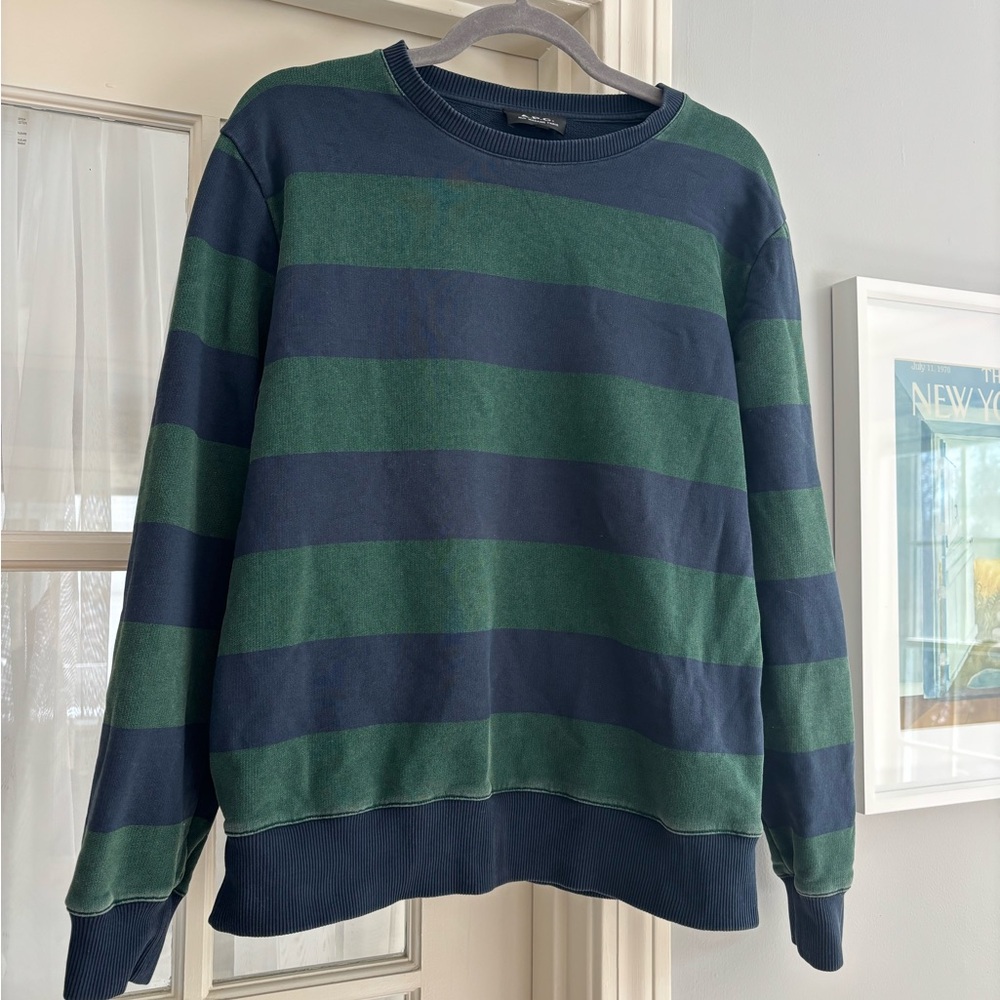 A.P.C. Women's Striped Sweatshirt in Green and Navy